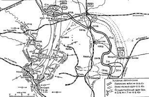 Схема флангового удара 50-й армии в сентябре 1943г.